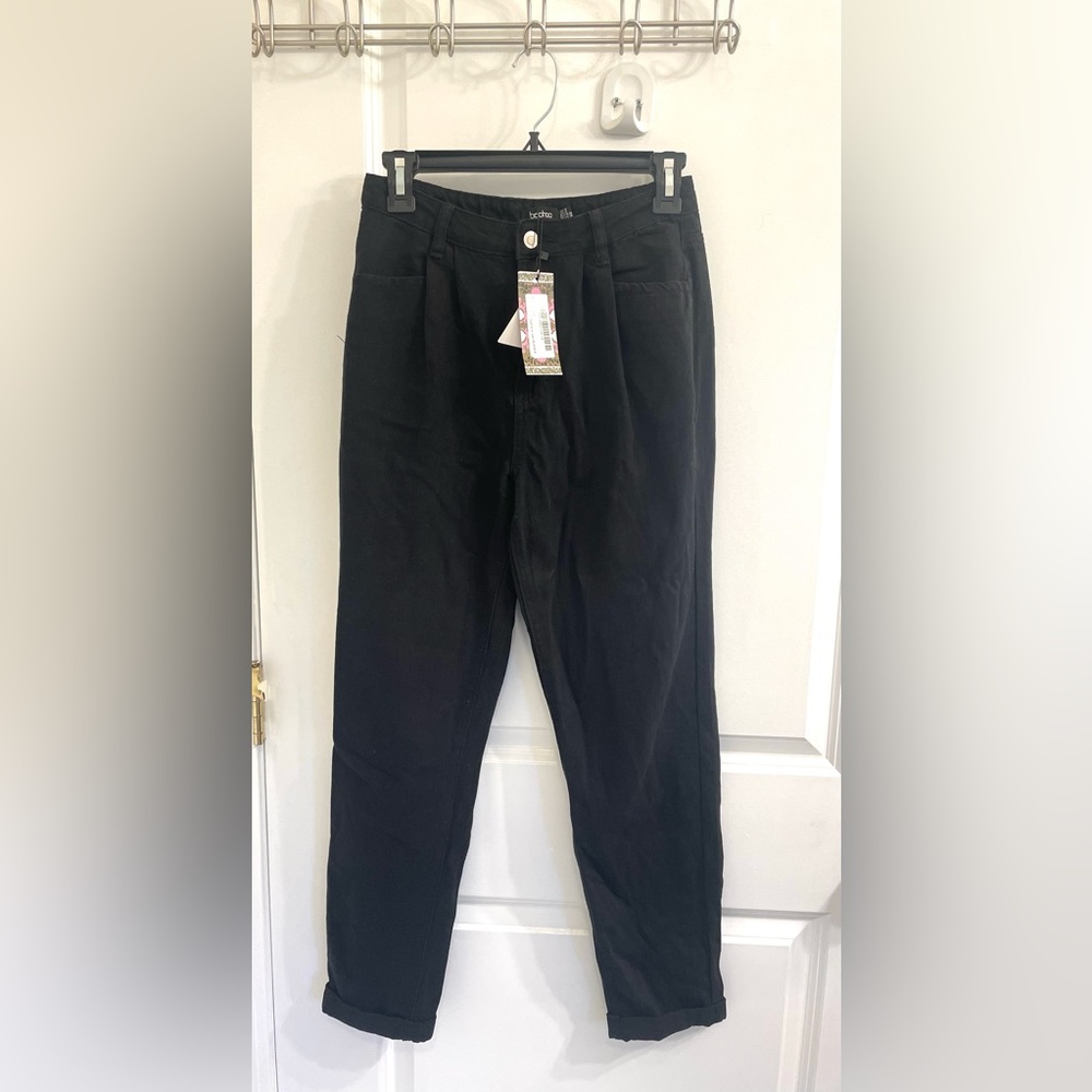 NEW Boohoo Women High Rise Boyfriend Jean BLACK. Size: US 4, UK 8, EU FR 36.